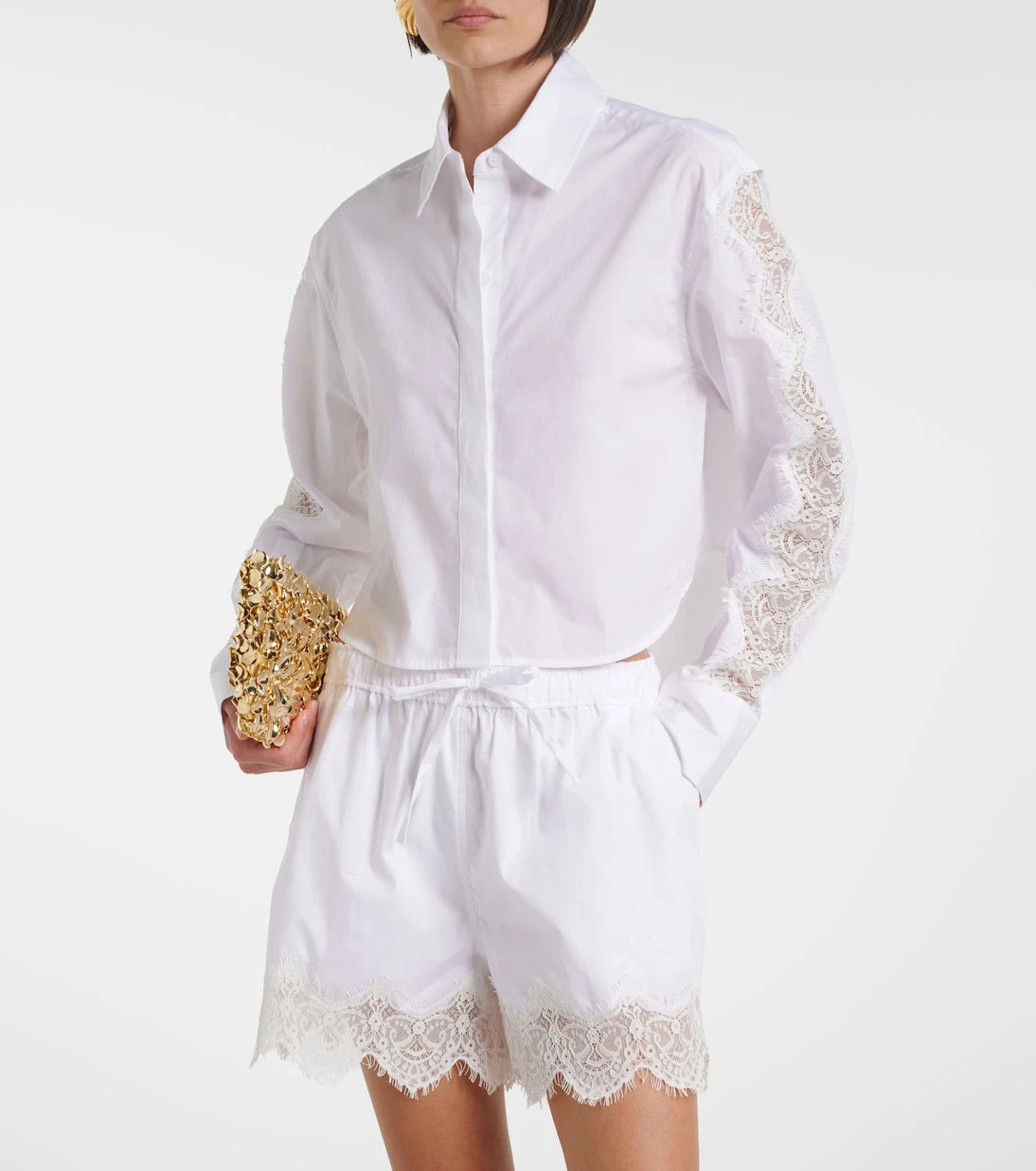 Simkhai - Lace-trimmed cotton poplin shirt