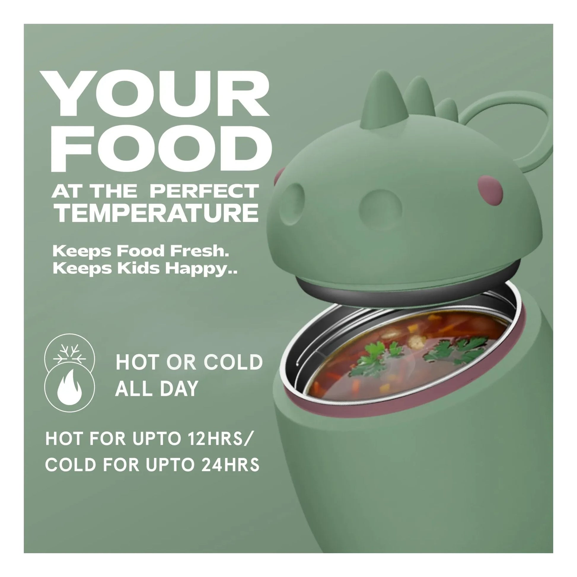 Asobu - Isothermal lunch box Dinosaur | Green
