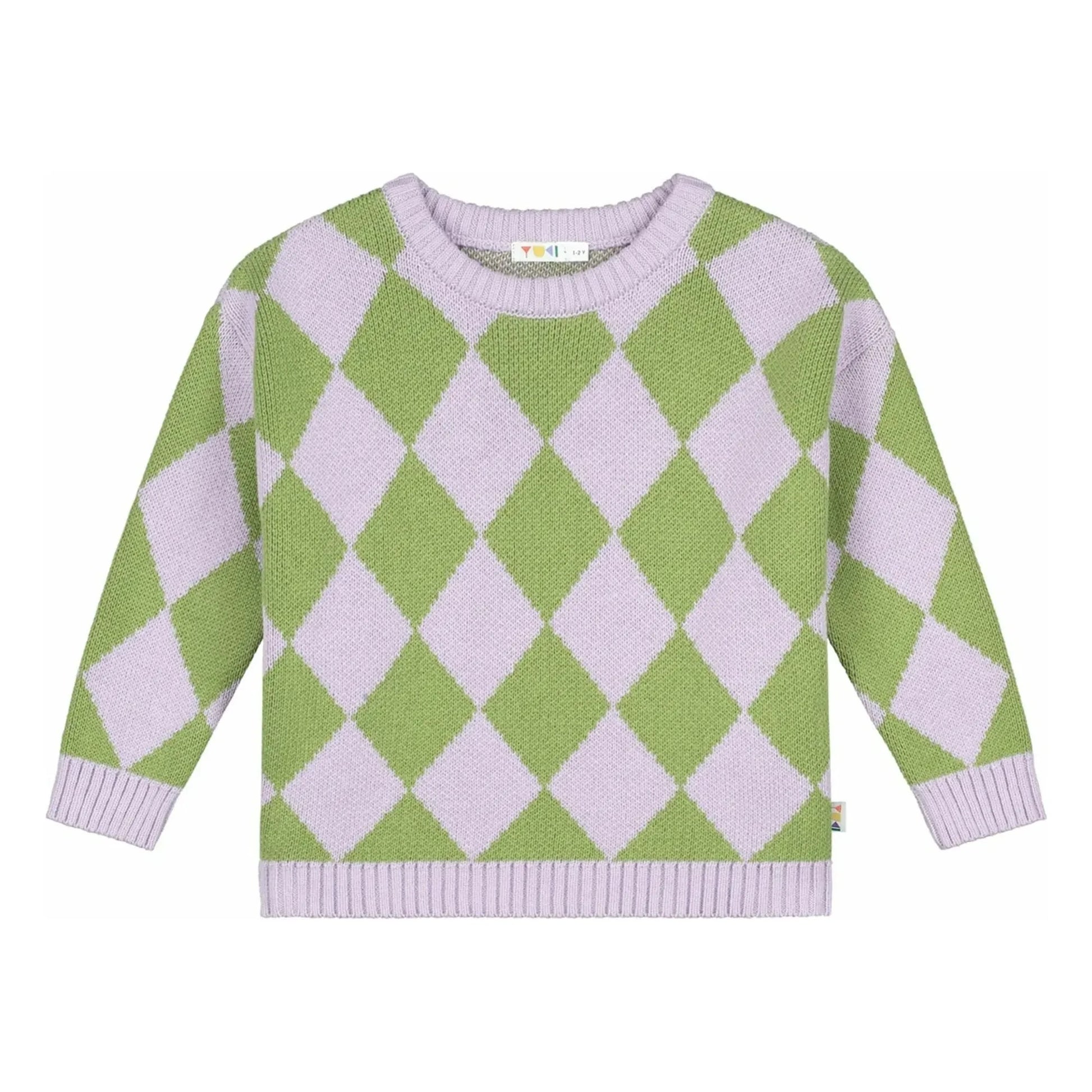 Yuki - Organic Cotton Check Sweater | Lilac