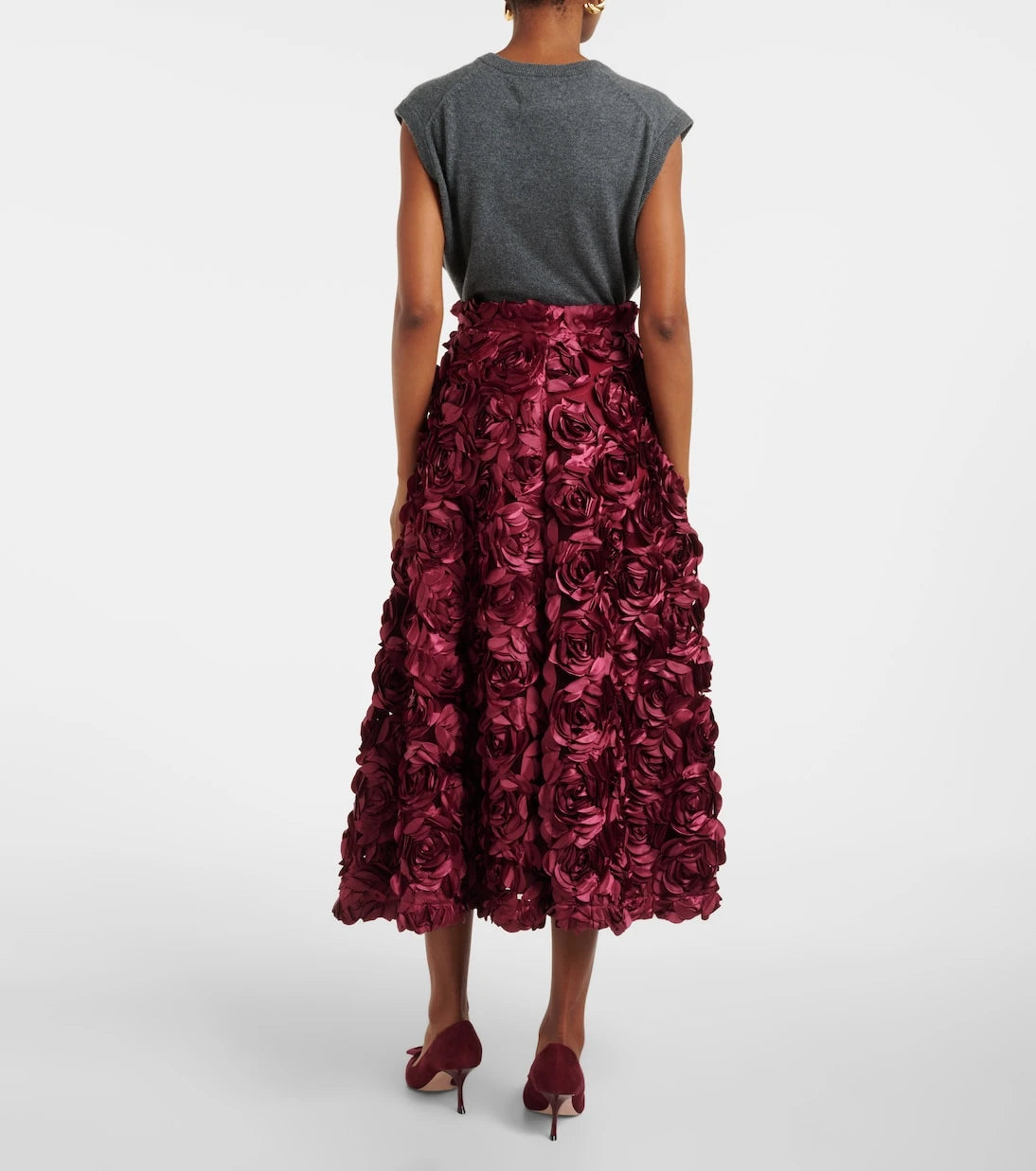 Rotate - Sun floral-appliqué high-rise maxi skirt