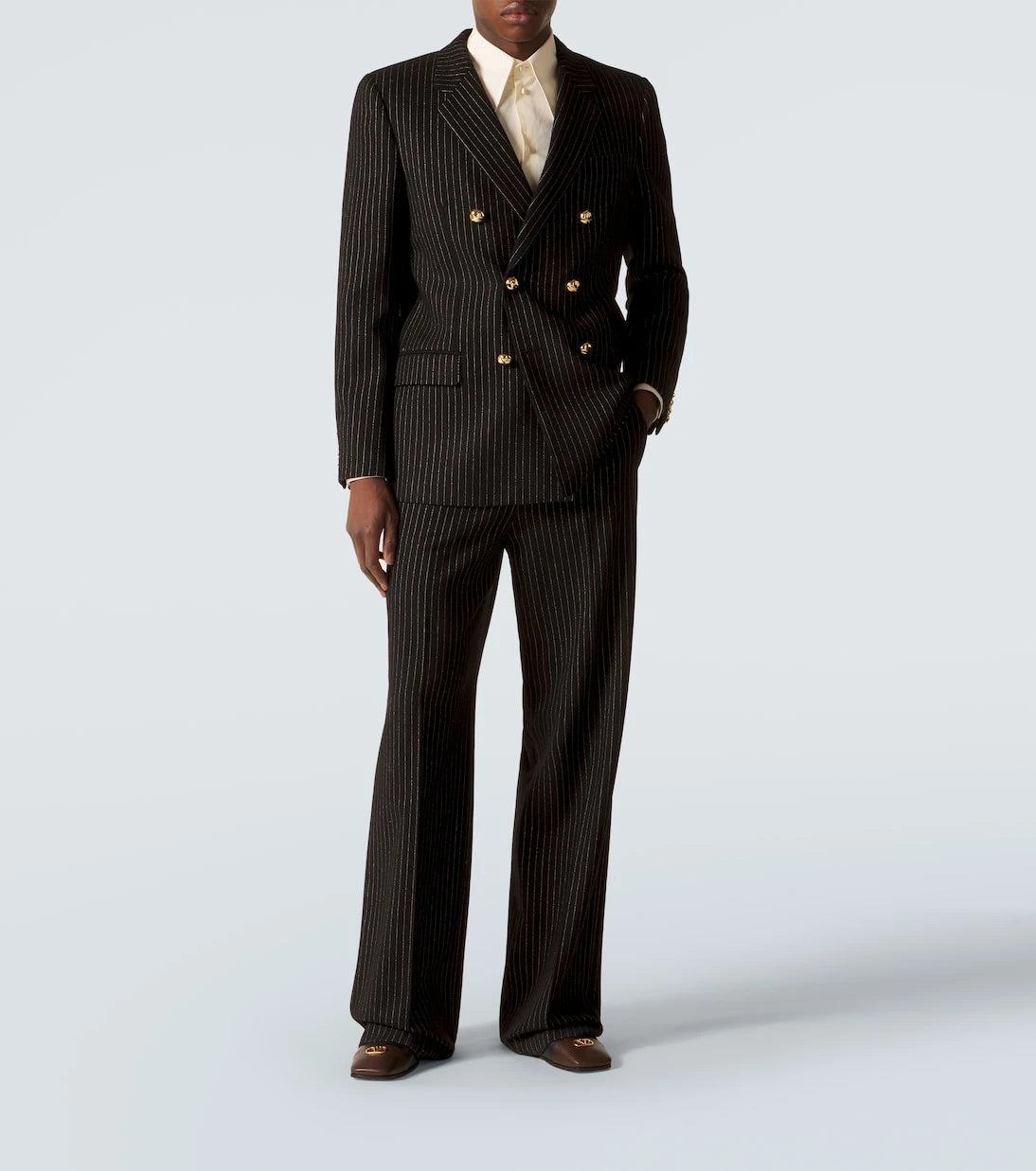Valentino - Pinstripe wool and silk straight pants