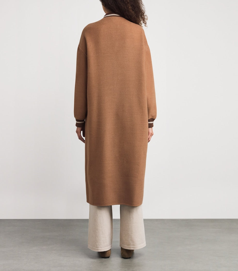 Eleventy Beige Wool Longline Bomber Jacket