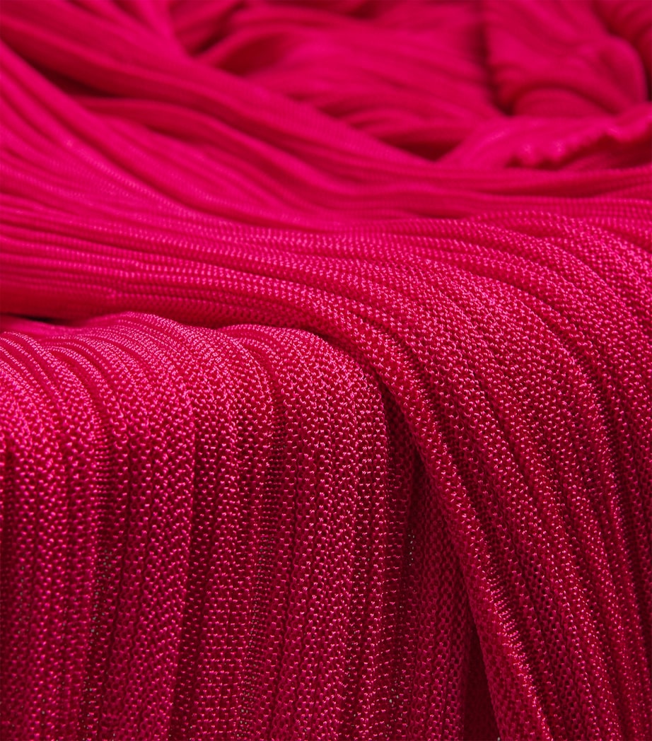 VALENTI Pink Knitted One-Shoulder Maxi Dress