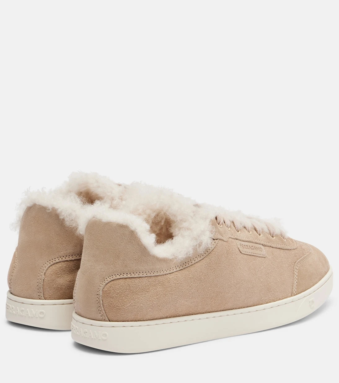 Ferragamo - Shearling-lined suede sneakers
