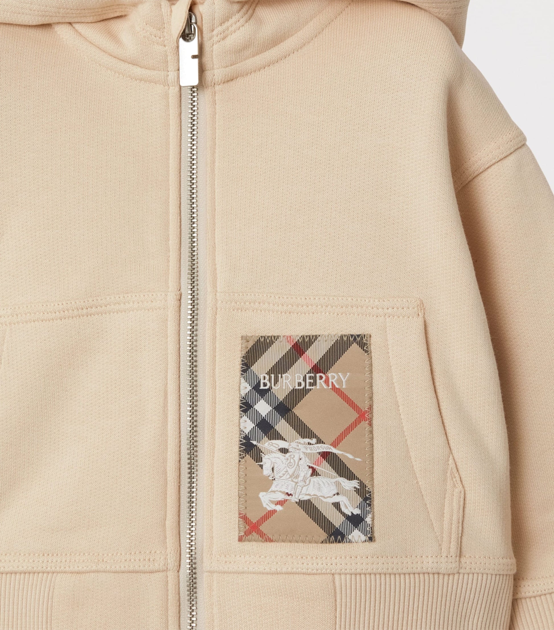 Burberry Kids Cotton Check-Patch Hoodie (6-24 Months)