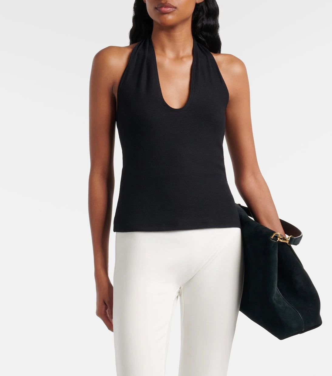 Leset - Lauren halterneck jersey top