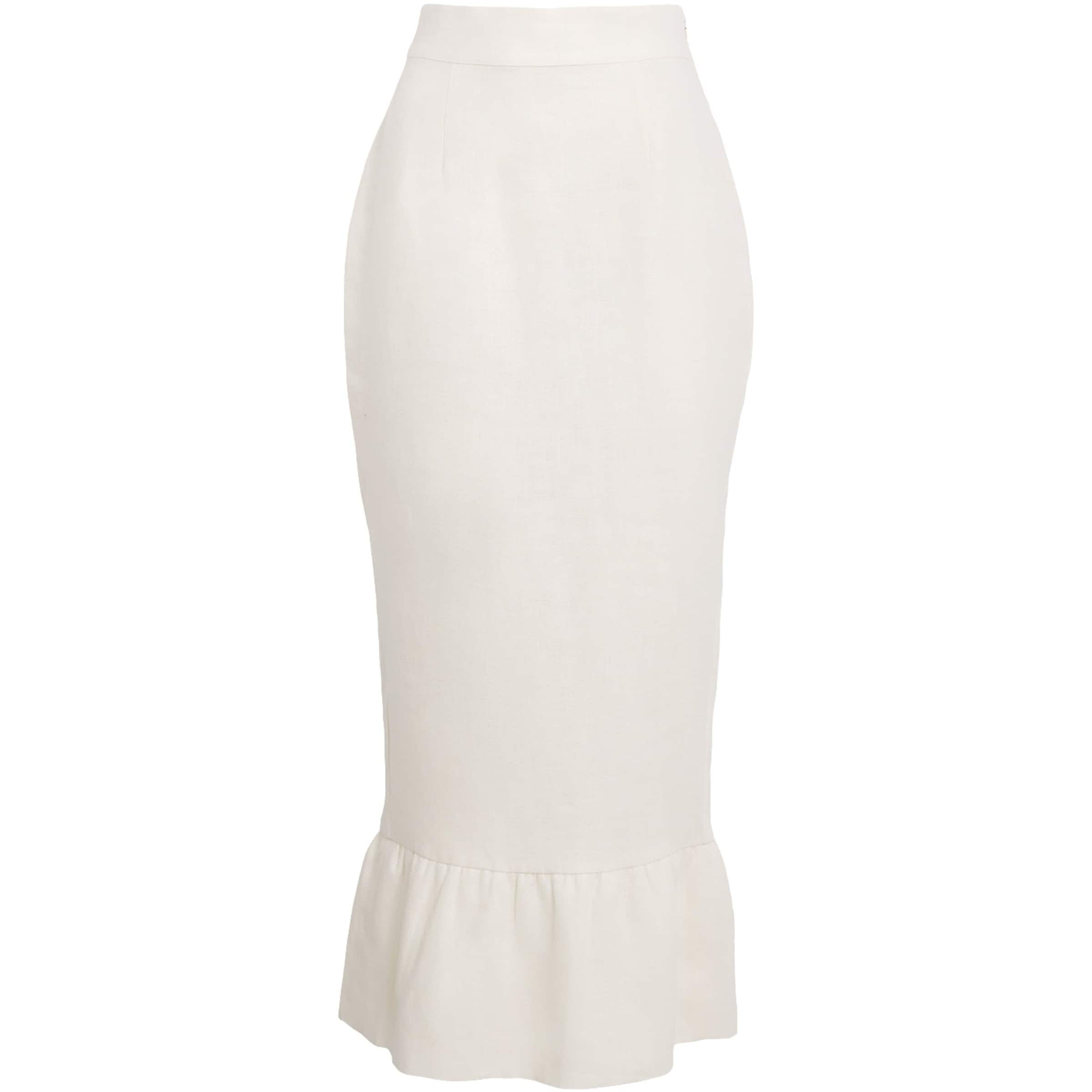 Posse Ivory Linen Matilda Midi Skirt