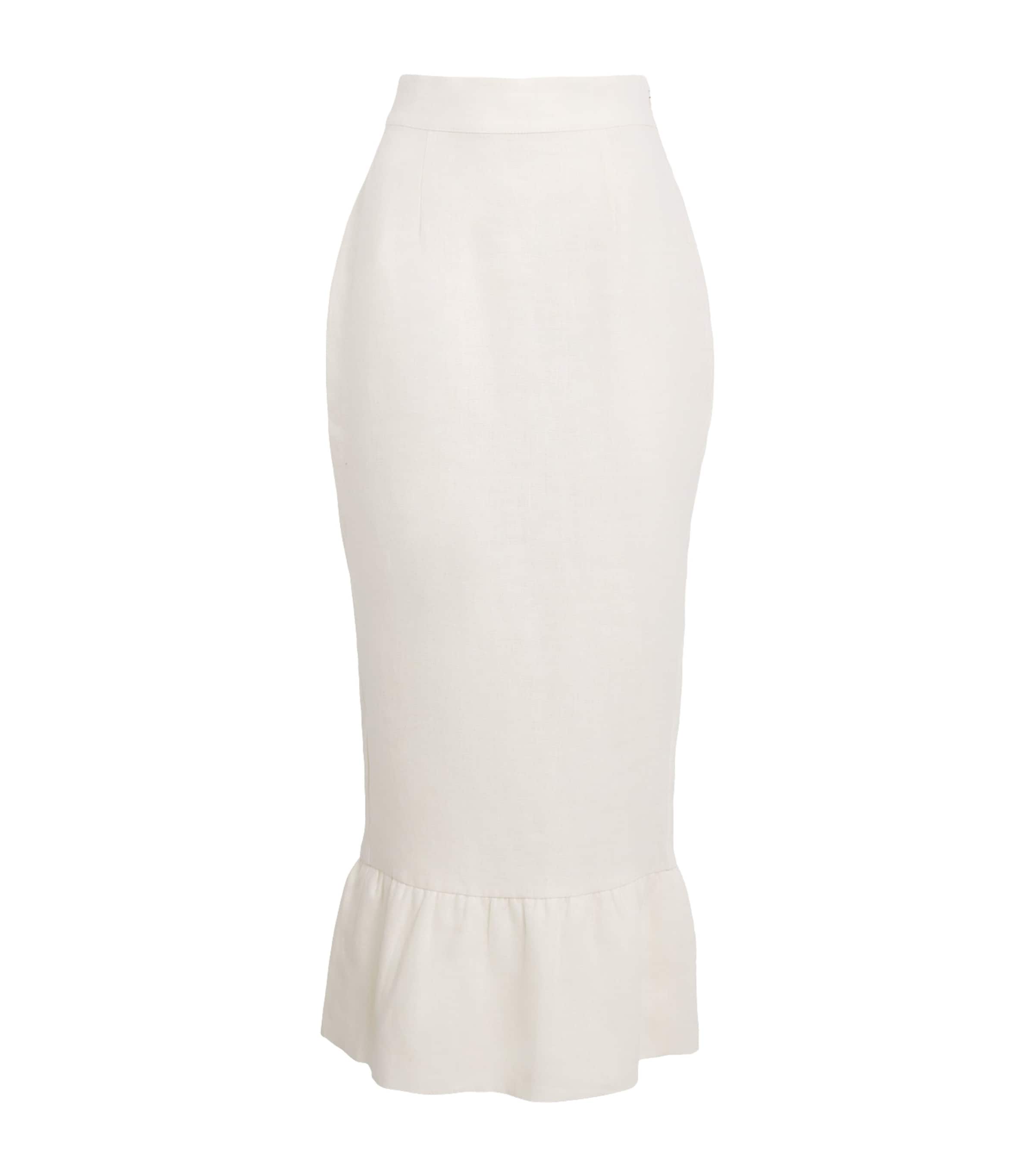 Posse Ivory Linen Matilda Midi Skirt