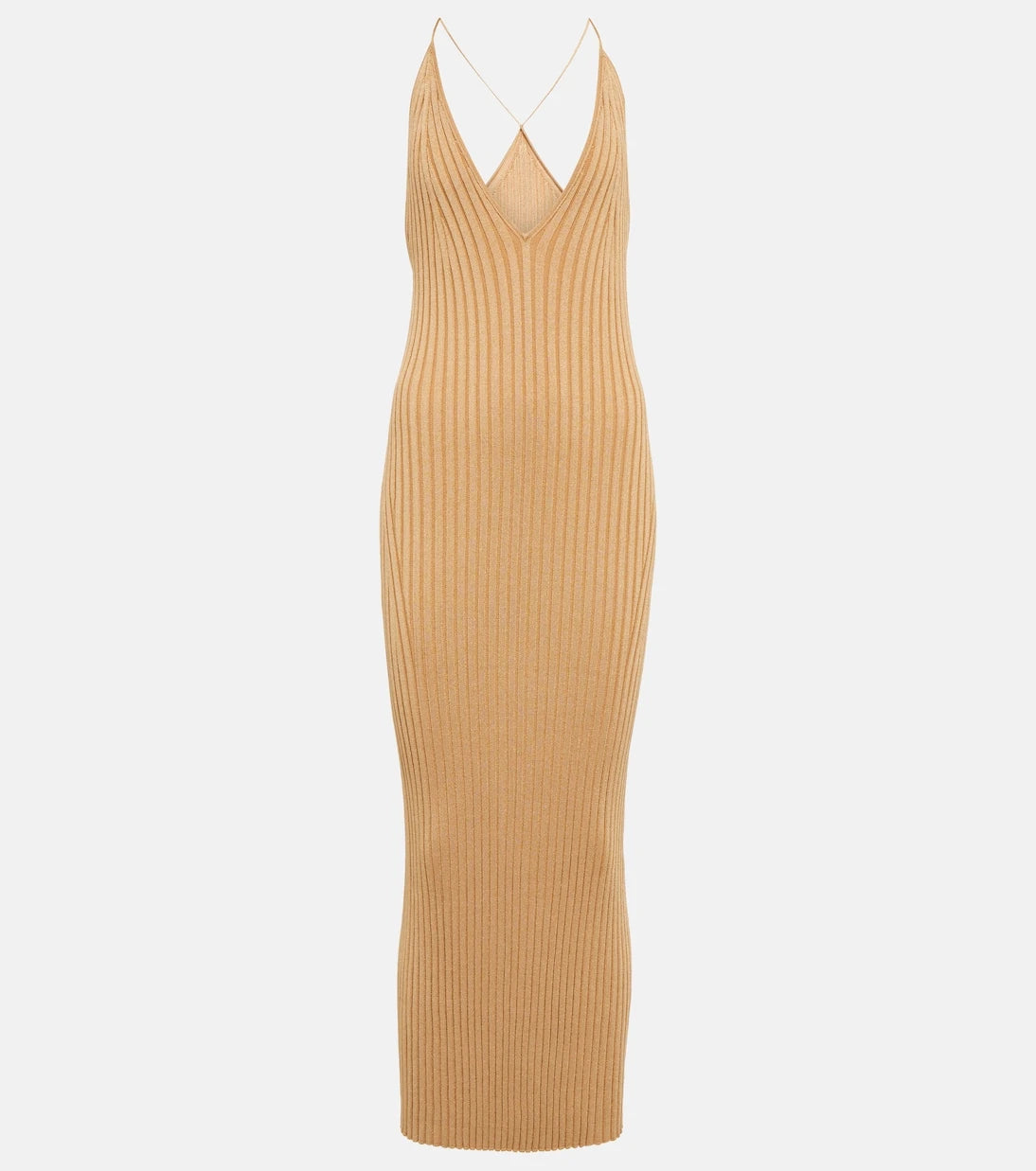 Galvan - Rhea rib-knit halterneck midi dress