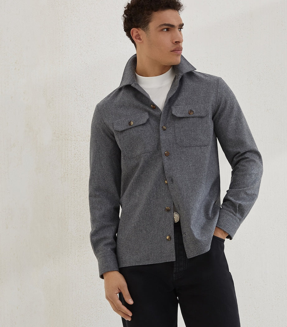 Brunello Cucinelli Grey Virgin Wool Overshirt