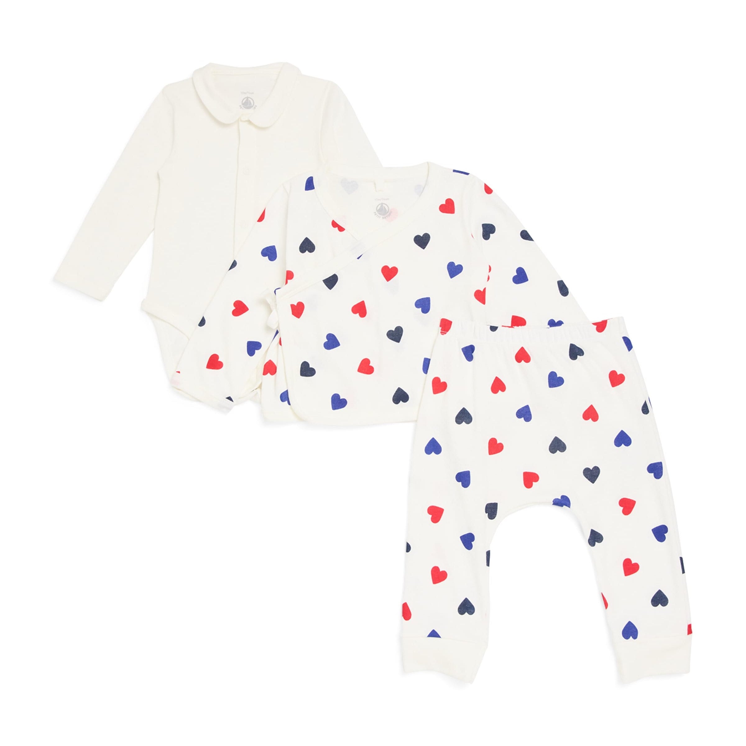 Petit Bateau Cotton Bodysuit, Top and Bottoms Set (1-18 Months)