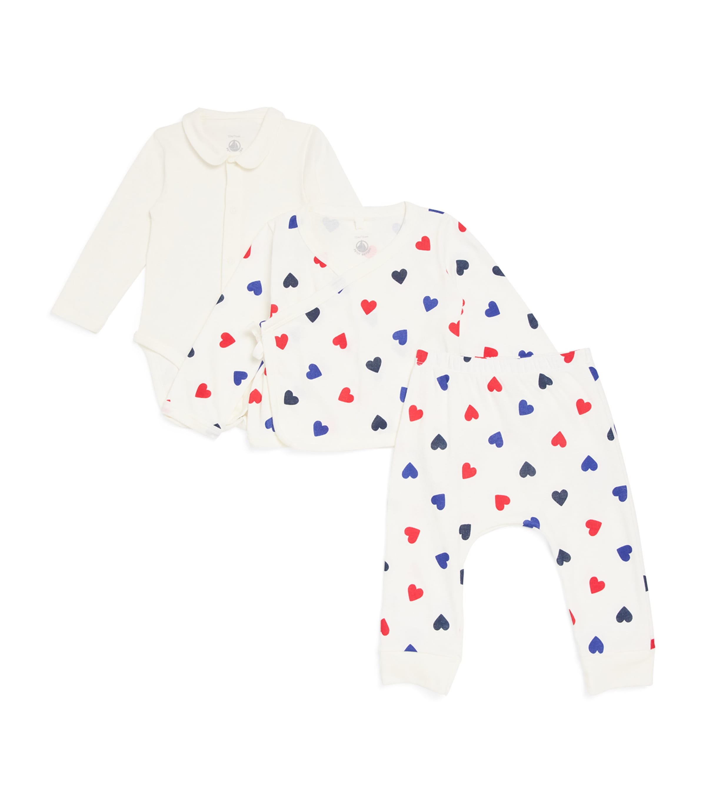 Petit Bateau Cotton Bodysuit, Top and Bottoms Set (1-18 Months)