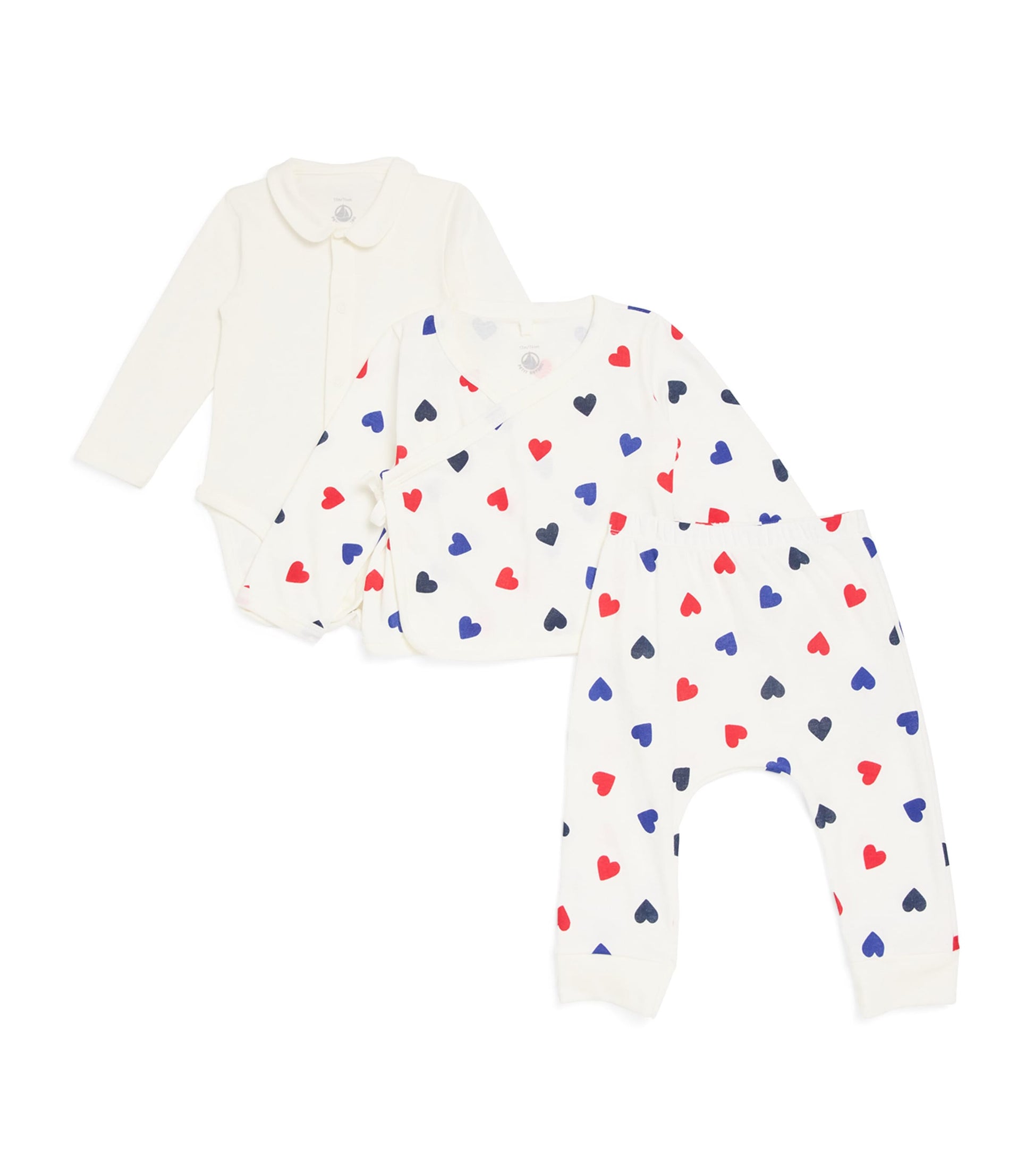 Petit Bateau Cotton Bodysuit, Top and Bottoms Set (1-18 Months)