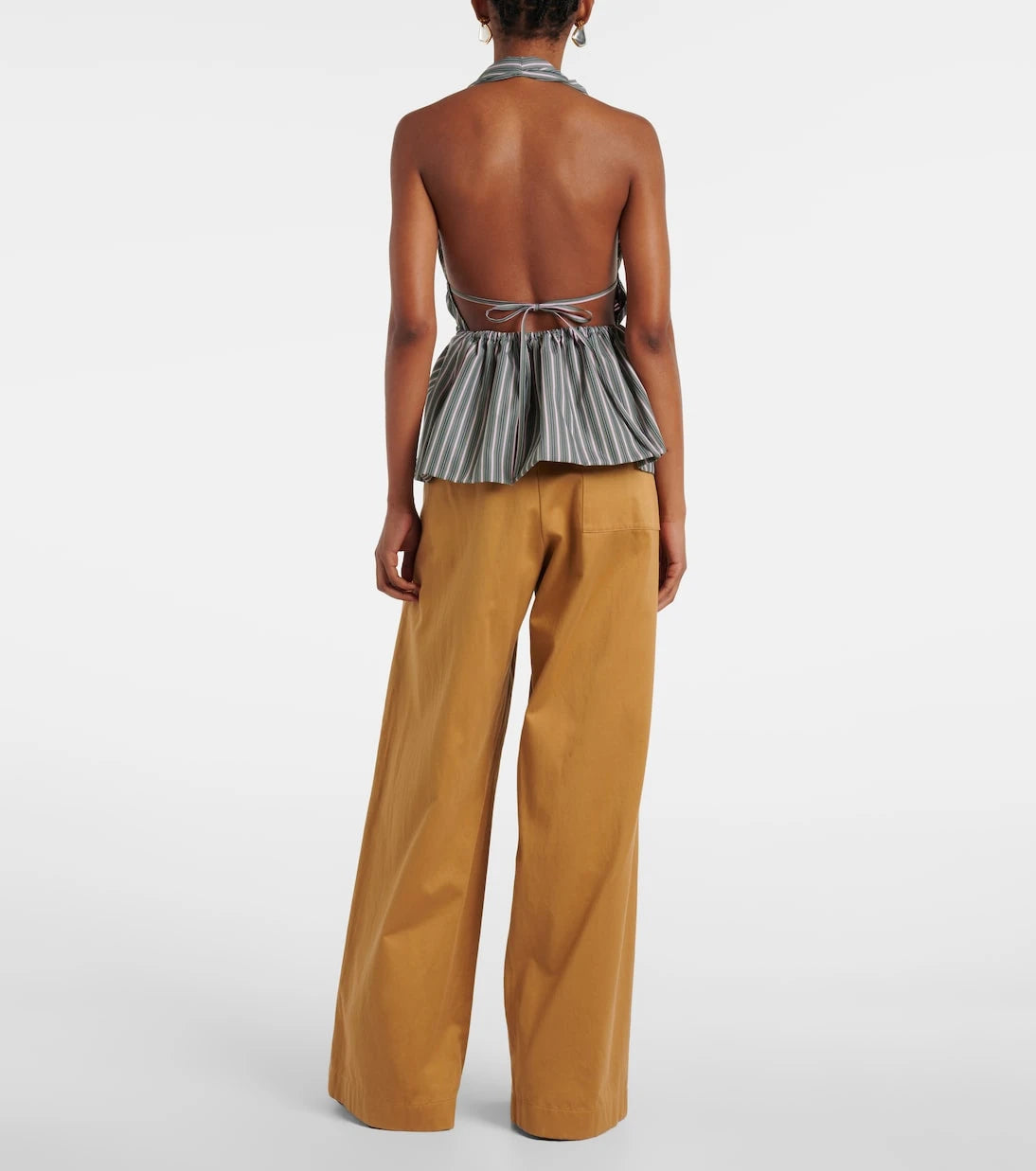 Dries Van Noten - توب قطني مخطط بياقة رسن