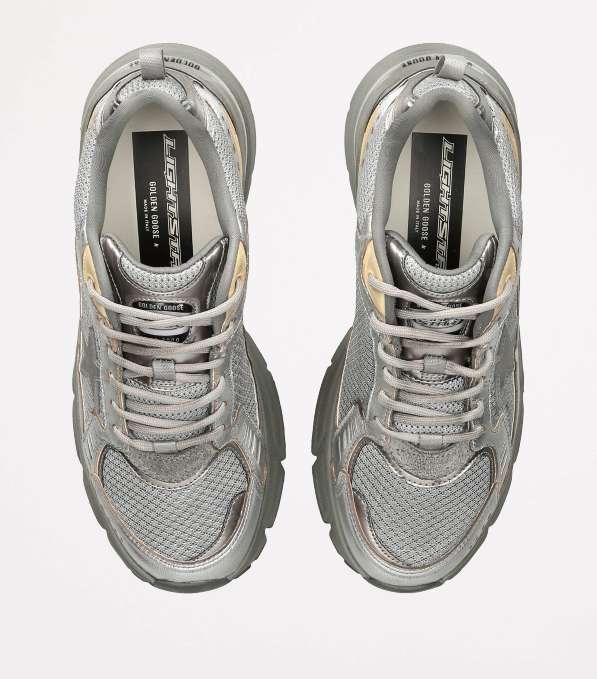 Golden Goose Silver Leather Lightstar Low-Top Sneakers