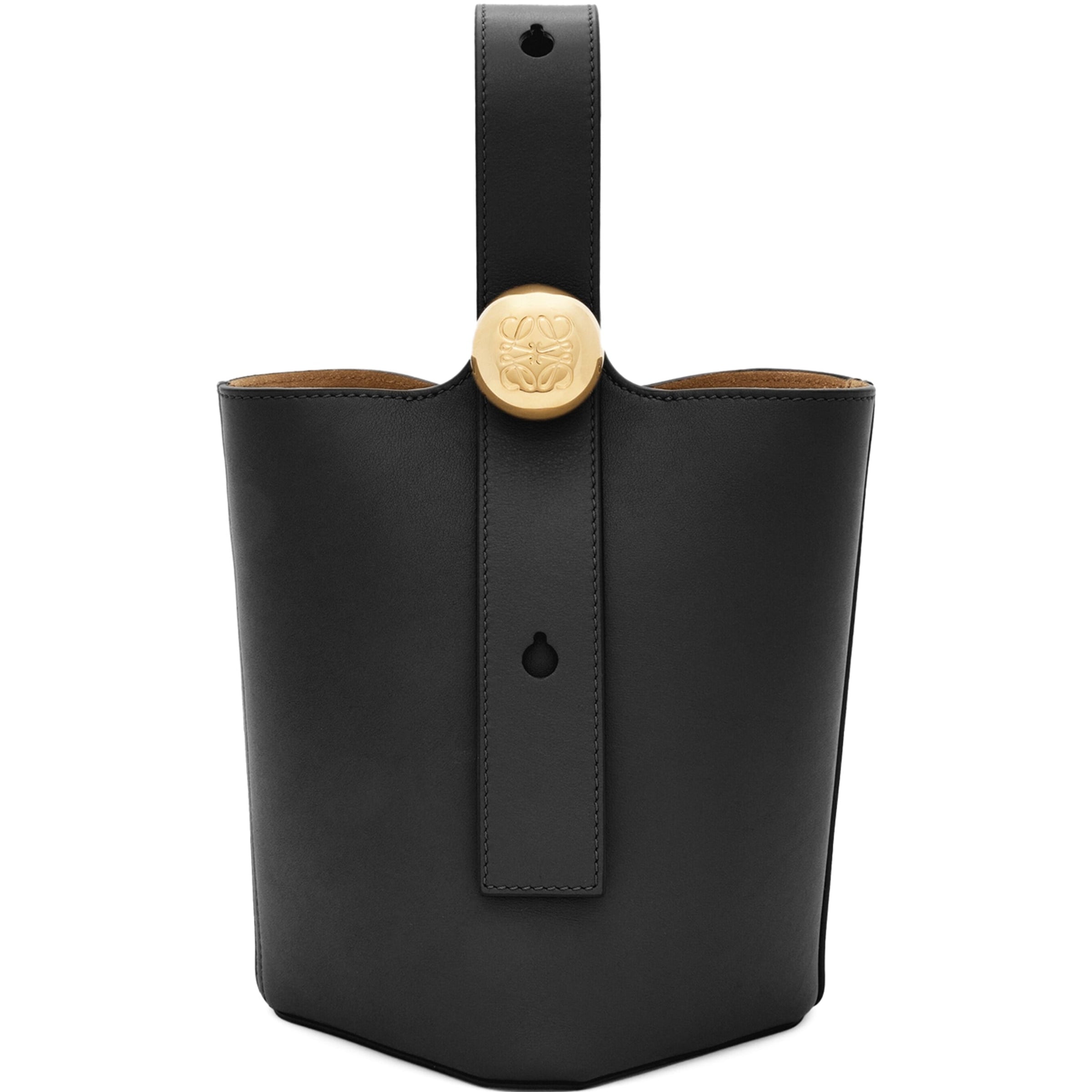 LOEWE Black Mini Leather Pebble Bucket Bag