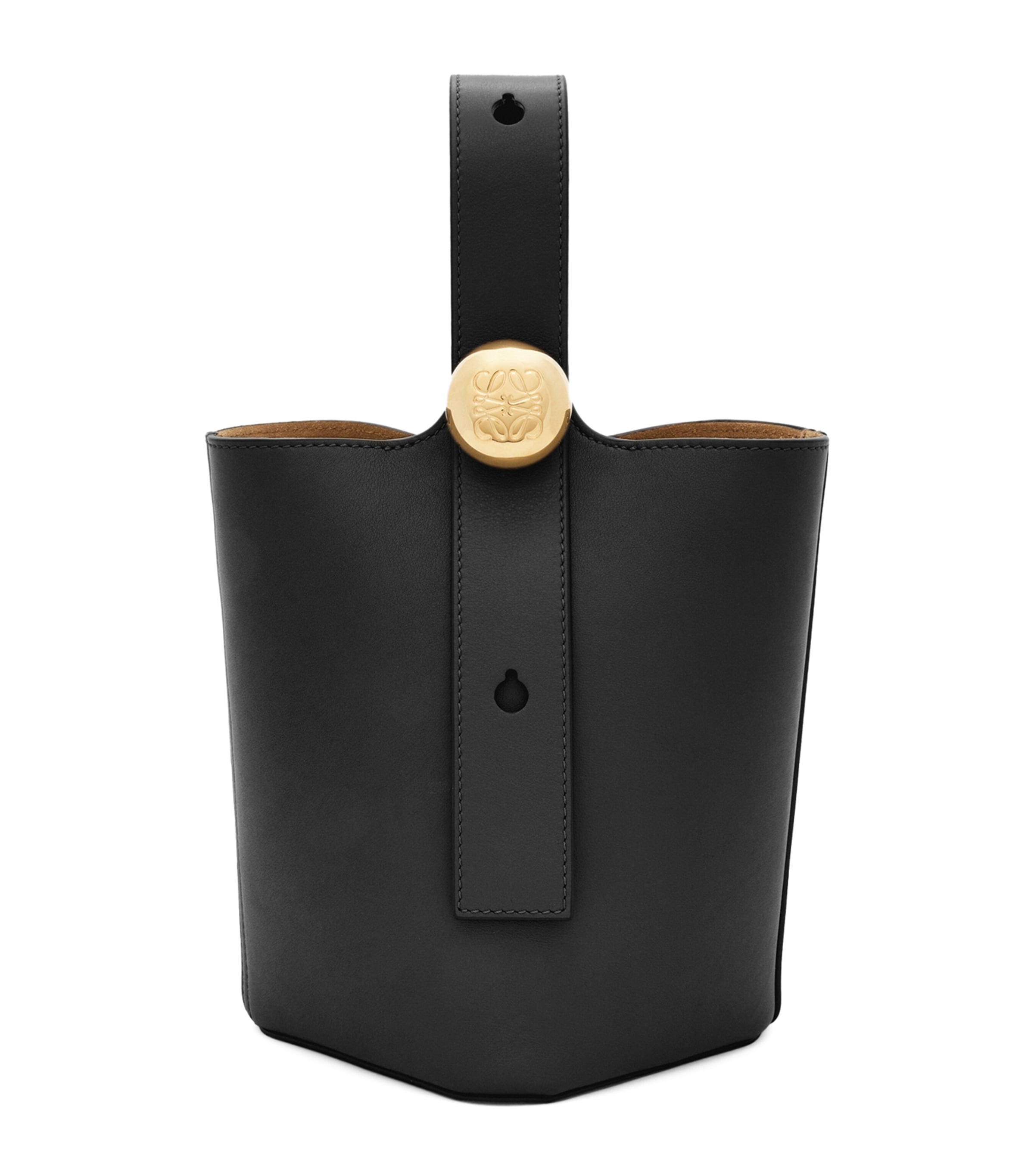 LOEWE Black Mini Leather Pebble Bucket Bag