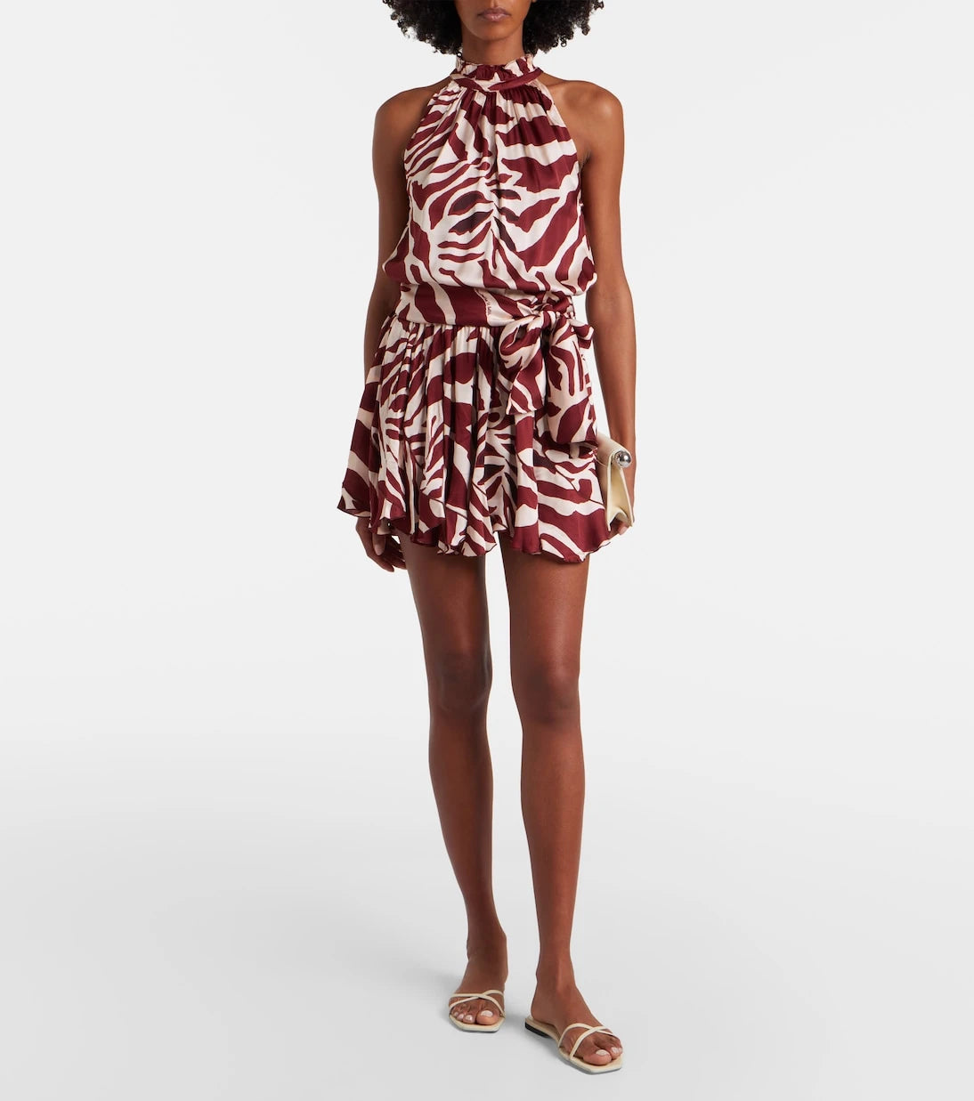 Poupette St Barth - Bianca printed halterneck satin minidress