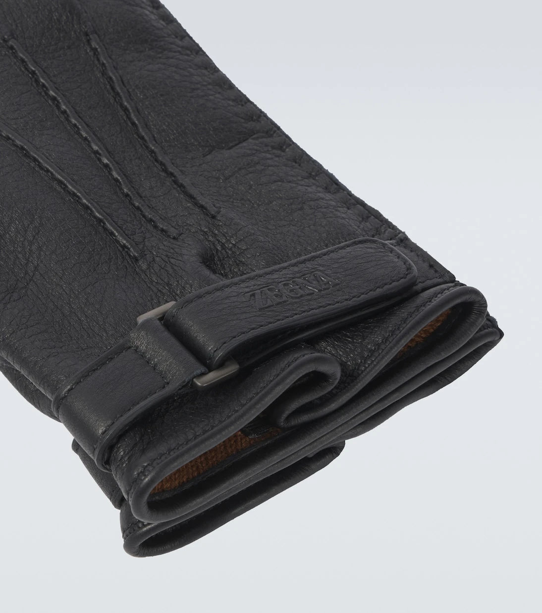 Zegna - قفازات جلدية منقوشة