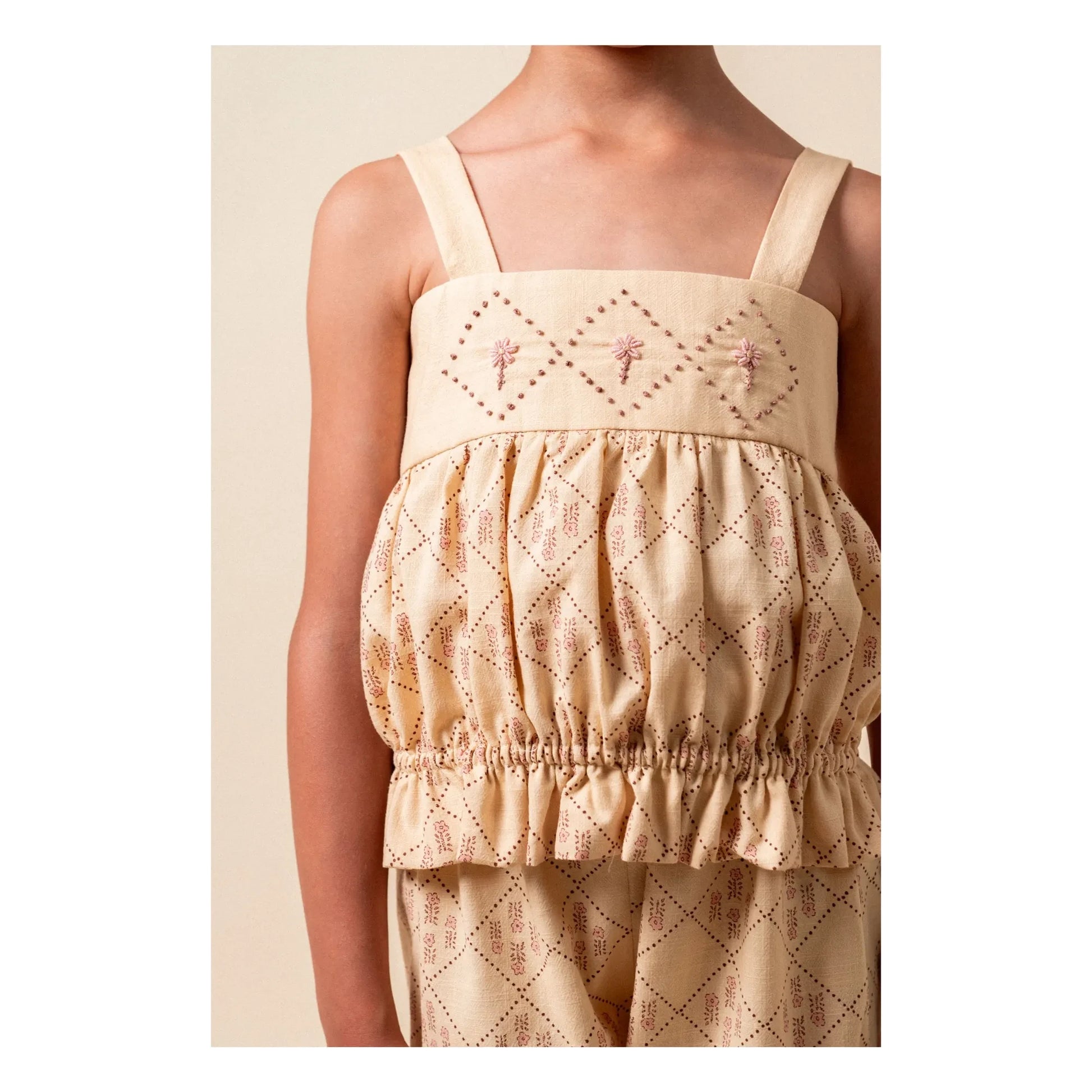 birinit - Castelflorite embroidered top Organic cotton | Honey