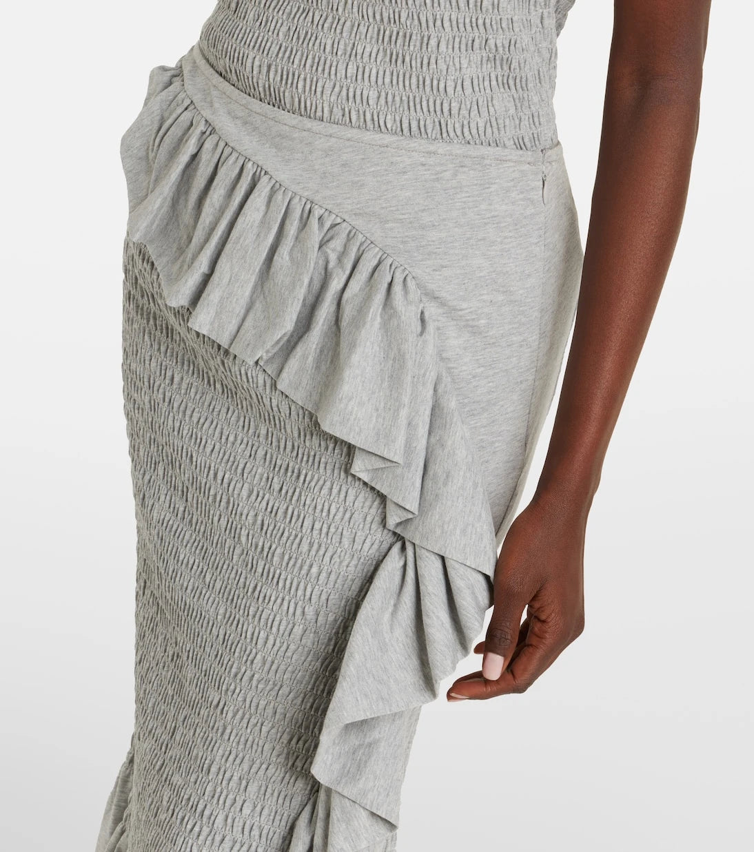 Dries Van Noten - Ruffled smocked cotton midi skirt