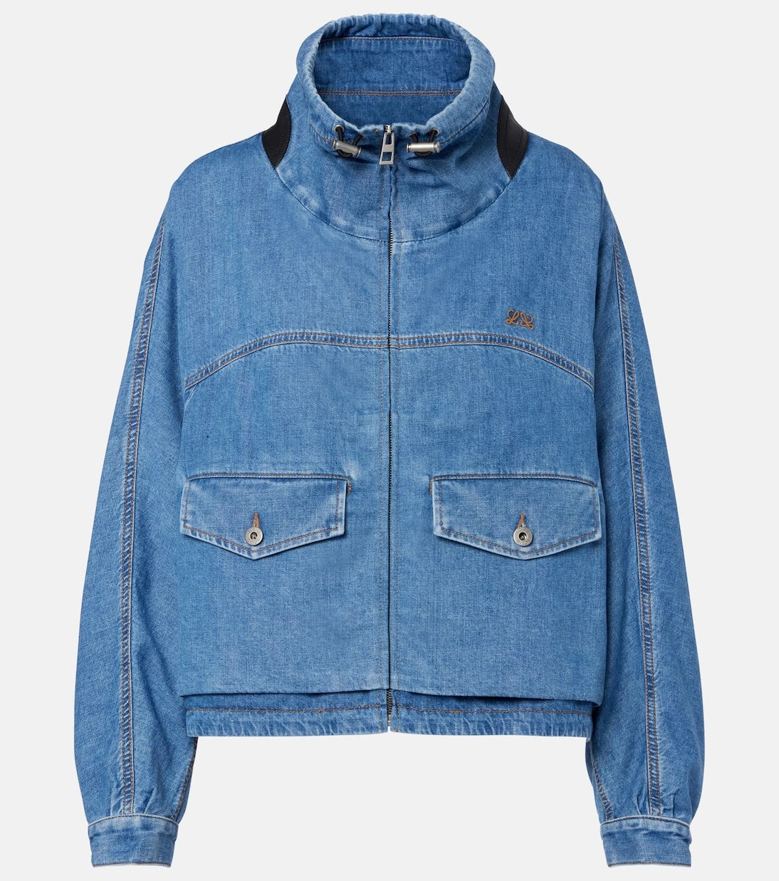 Loewe - Leather-trimmed denim jacket