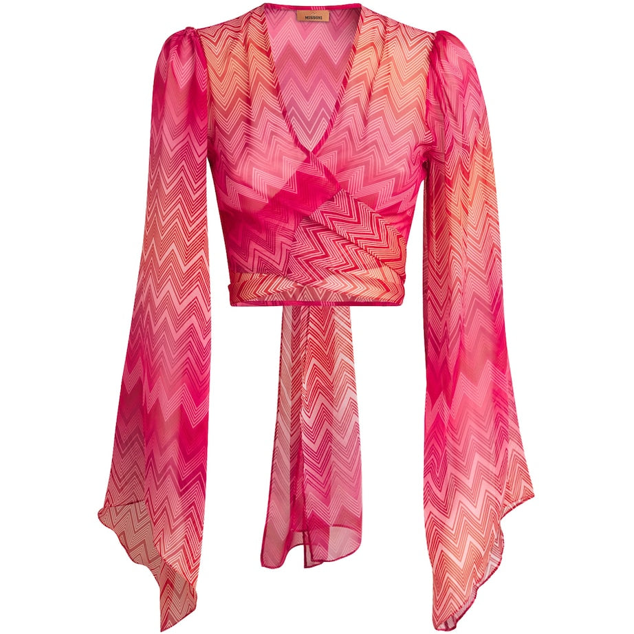 Missoni Red Silk Zigzag Crop Top