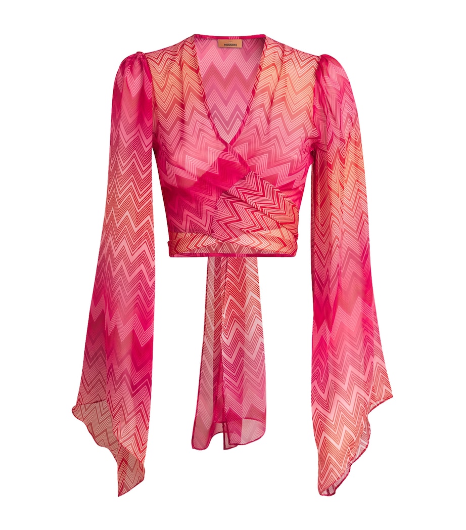 Missoni Red Silk Zigzag Crop Top