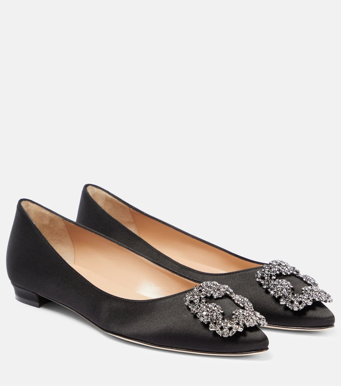 Manolo Blahnik - Hangisiflat embellished satin ballet flats