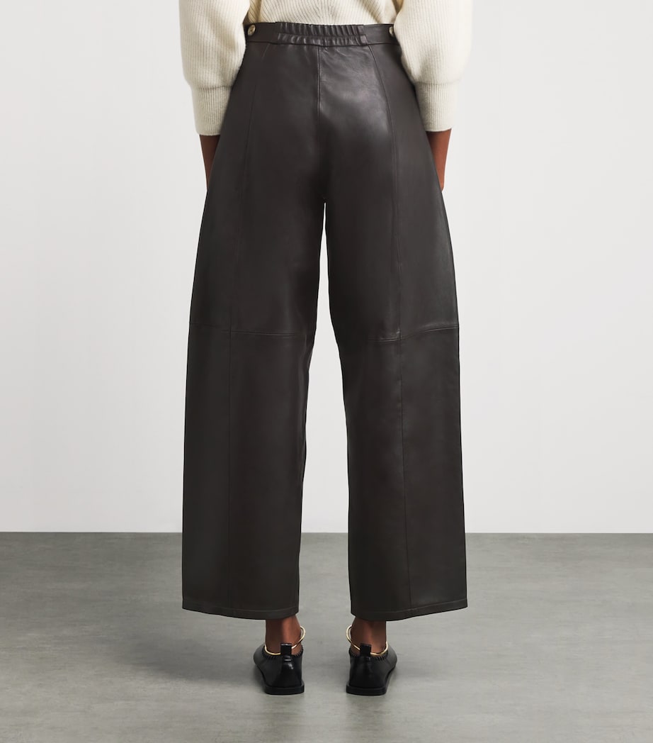 Lauren Manoogian Brown Leather Wide-Leg Trousers