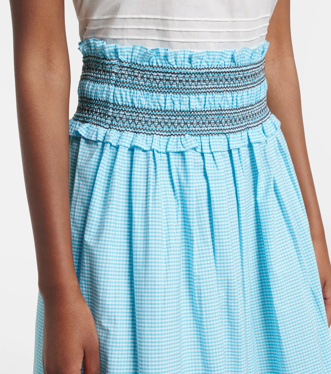 Ganni - Embroidered gingham cotton poplin maxi skirt