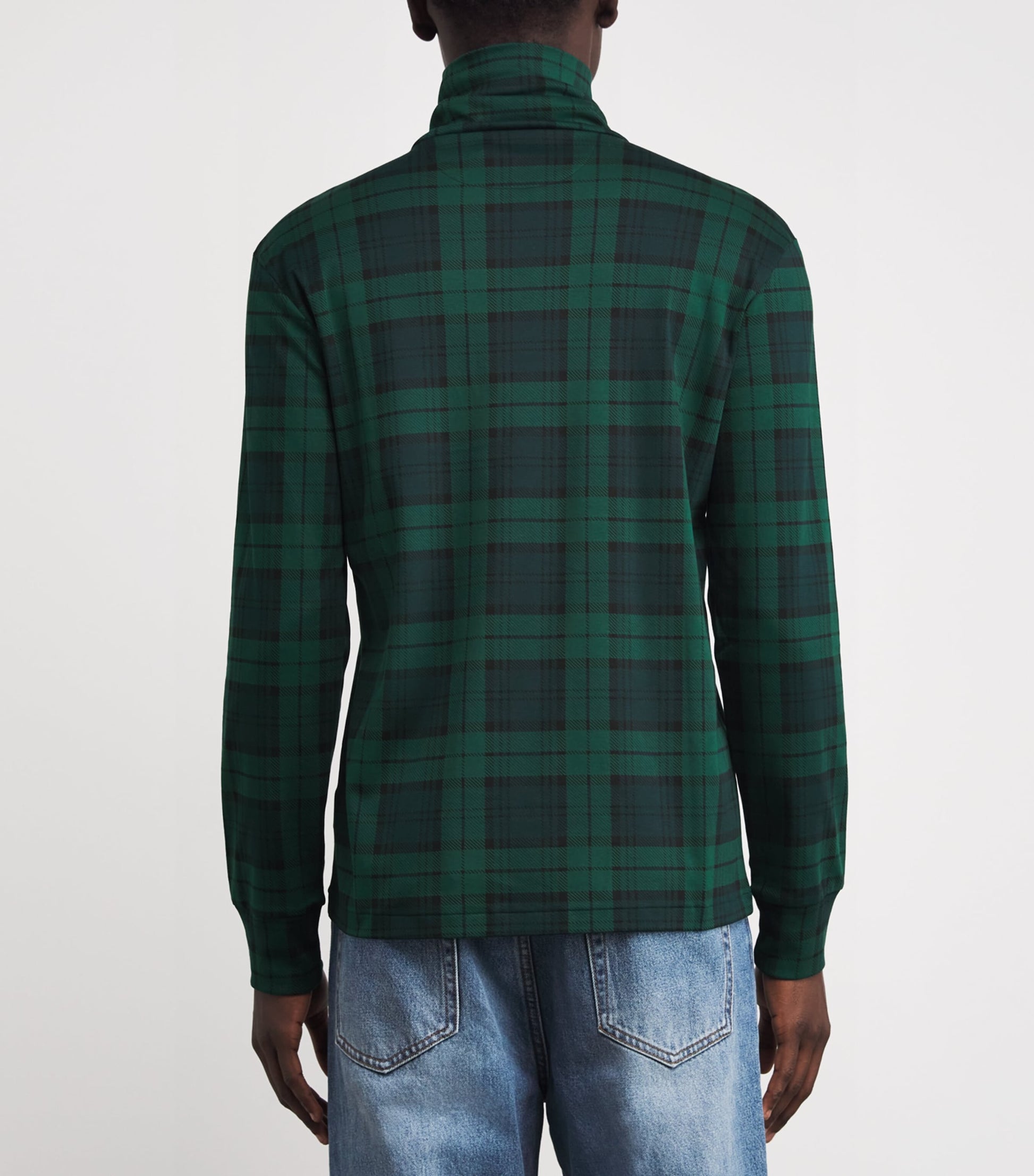 Cotton Plaid Rollneck Top