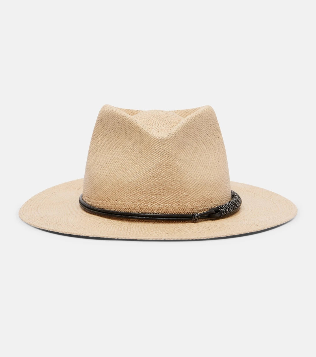 Brunello Cucinelli - Monili leather-trimmed straw fedora hat