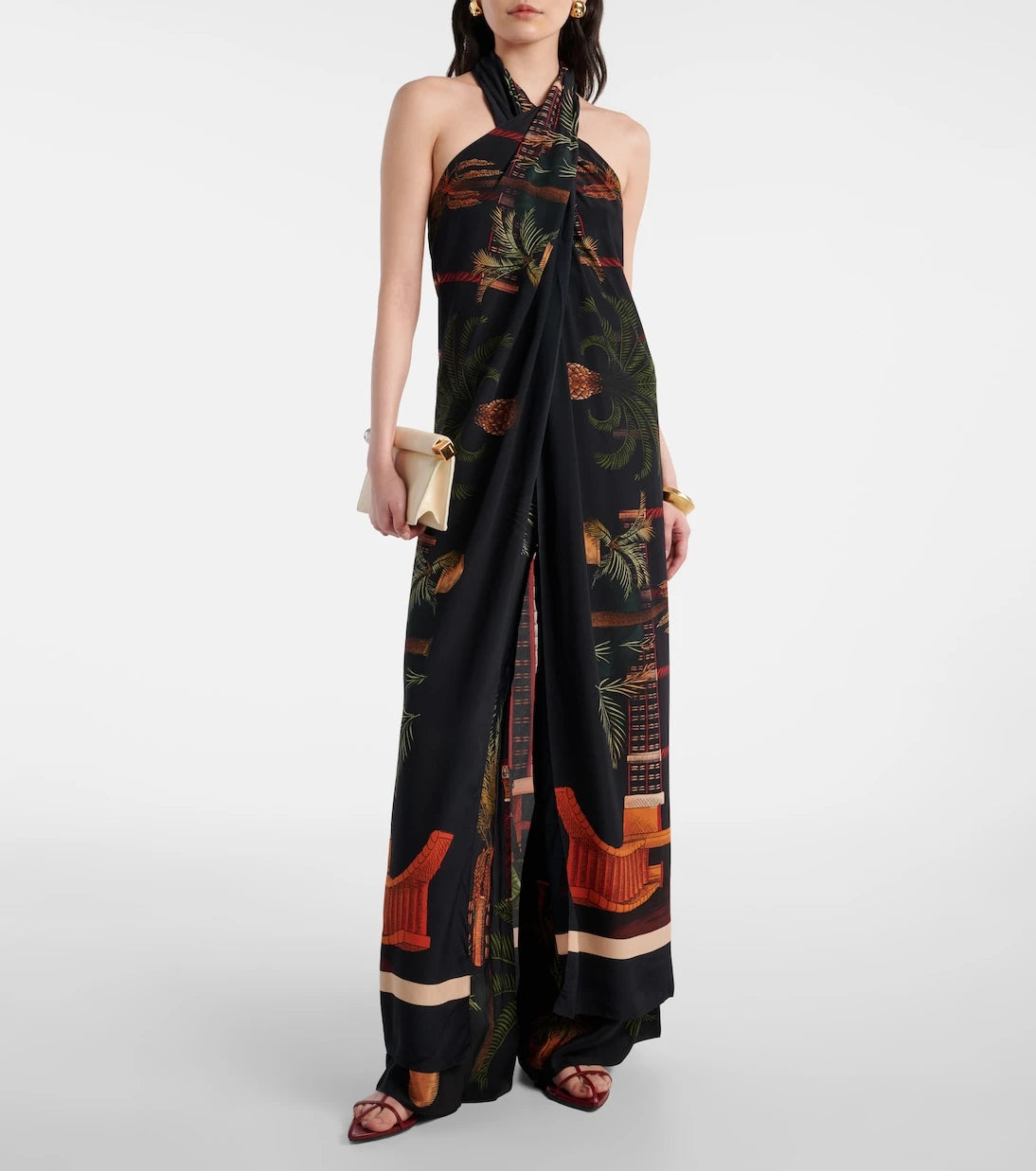 Johanna Ortiz - Printed high-rise silk wide-leg pants