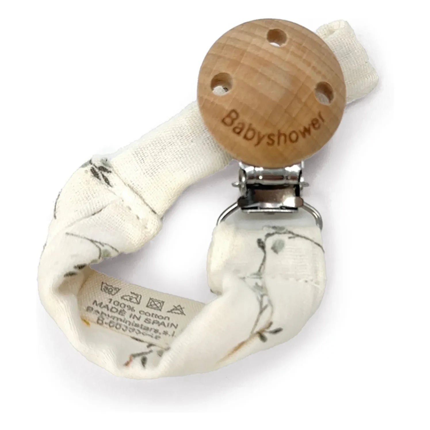 Babyshower - Olive pacifier clip | Ecru
