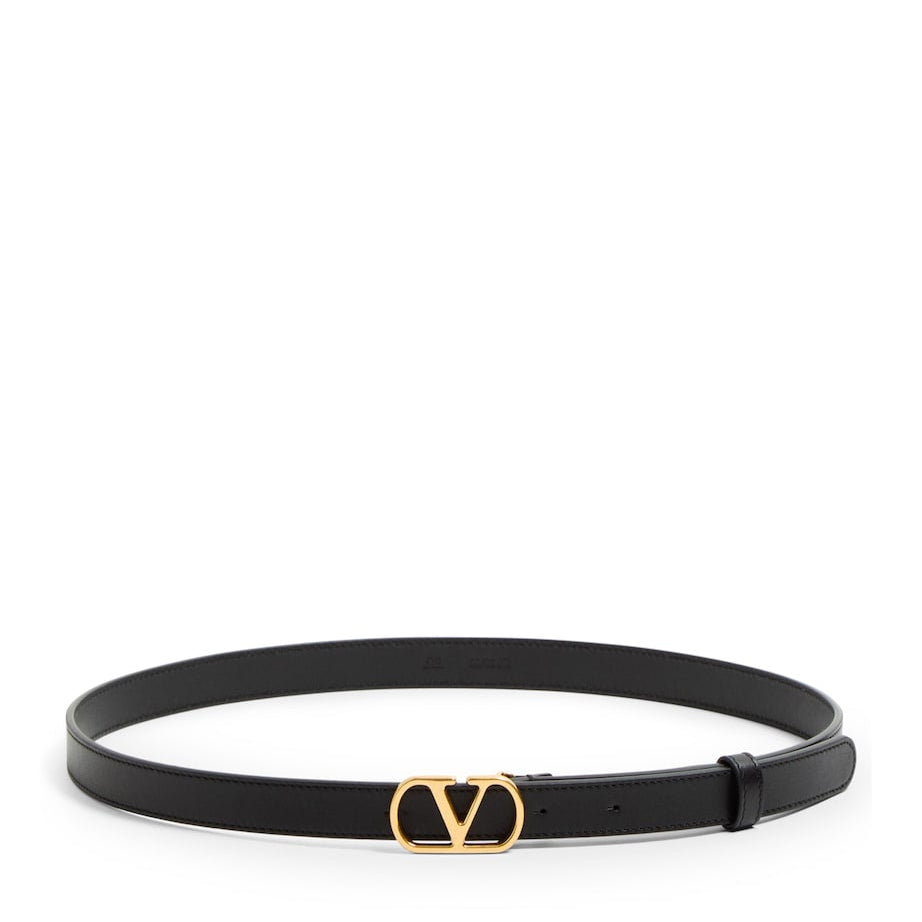 Valentino Garavani Black Leather VLogo Signature Belt