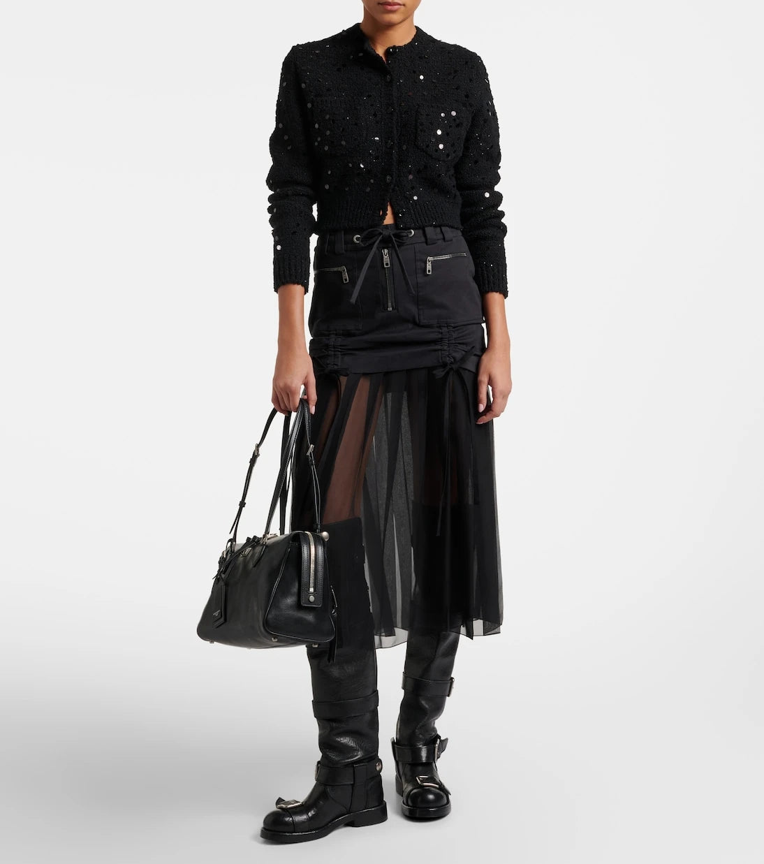 دولتشي آند غابانا - تنورة ميدي من الحرير والقطن