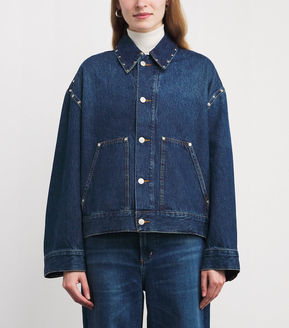 Studded Denim Jacket U71BL LE BLUE