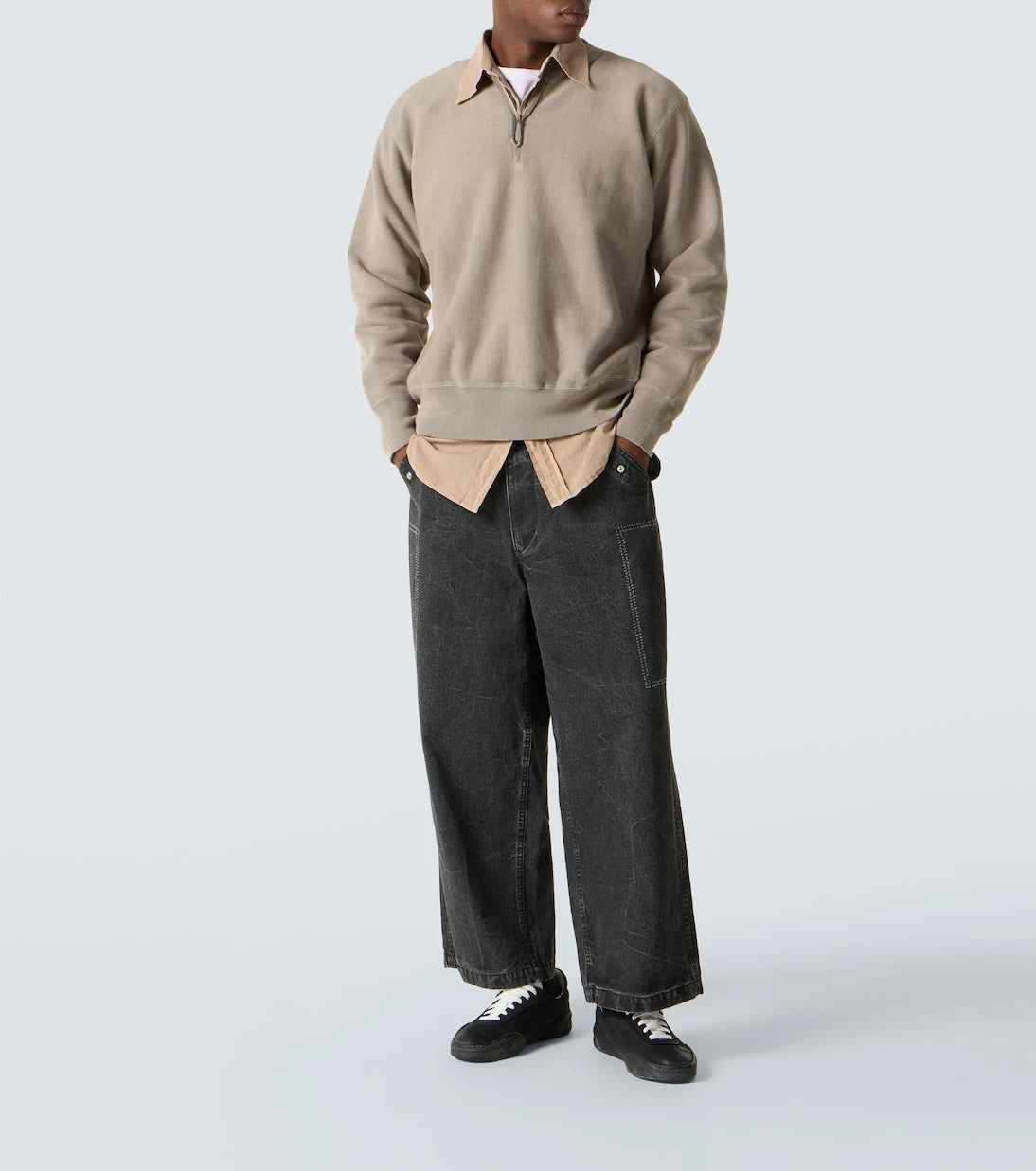 A.Presse - Vintage cotton jersey half-zip sweatshirt