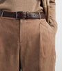 Brown Suede Lambskin Wide-Leg Trousers