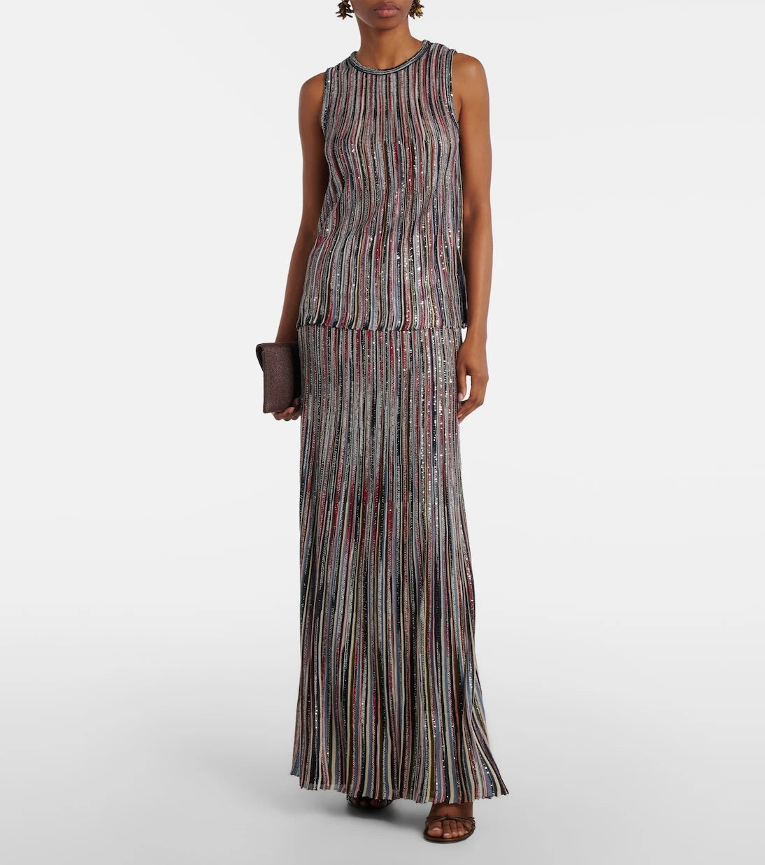 Missoni - تنورة ماكسي مقلمة من اللاميه