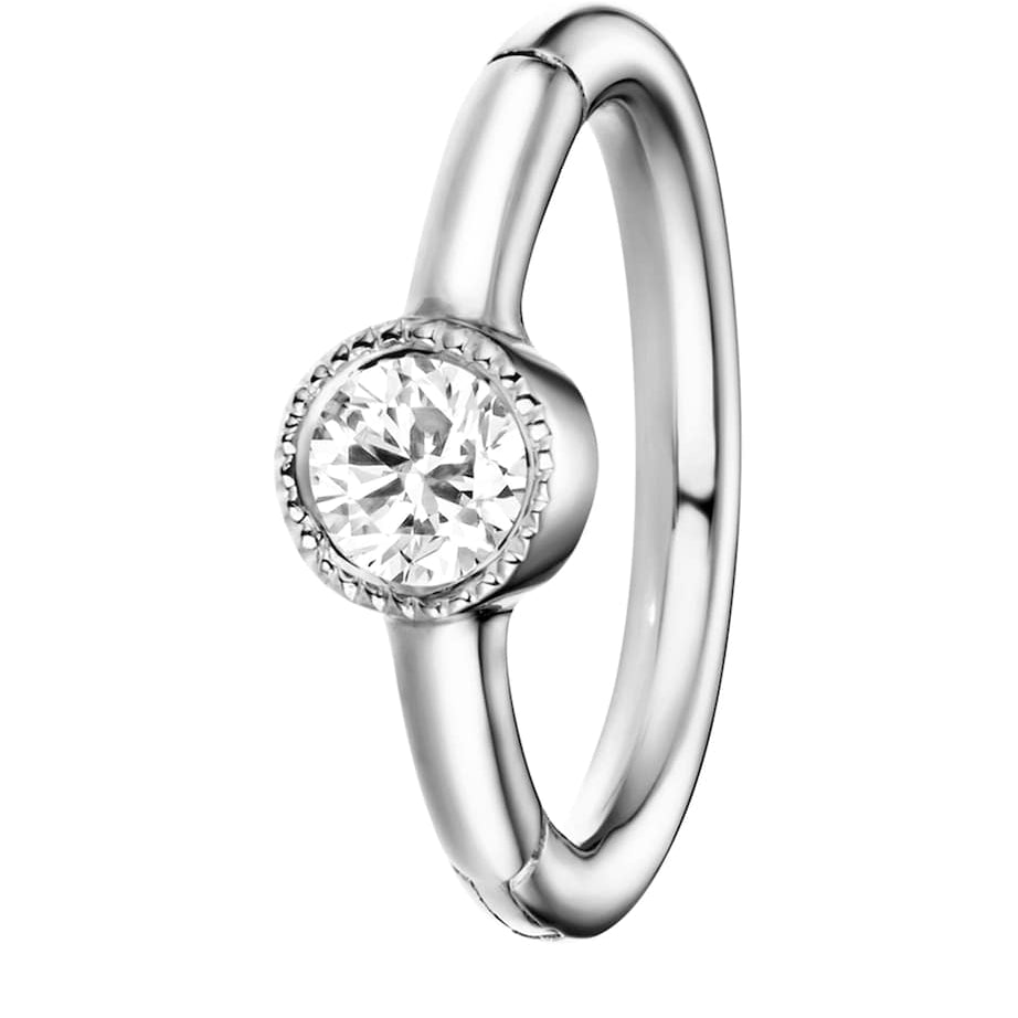 Maria Tash White Gold and White Diamond Single Hoop Earring (6.5mm)