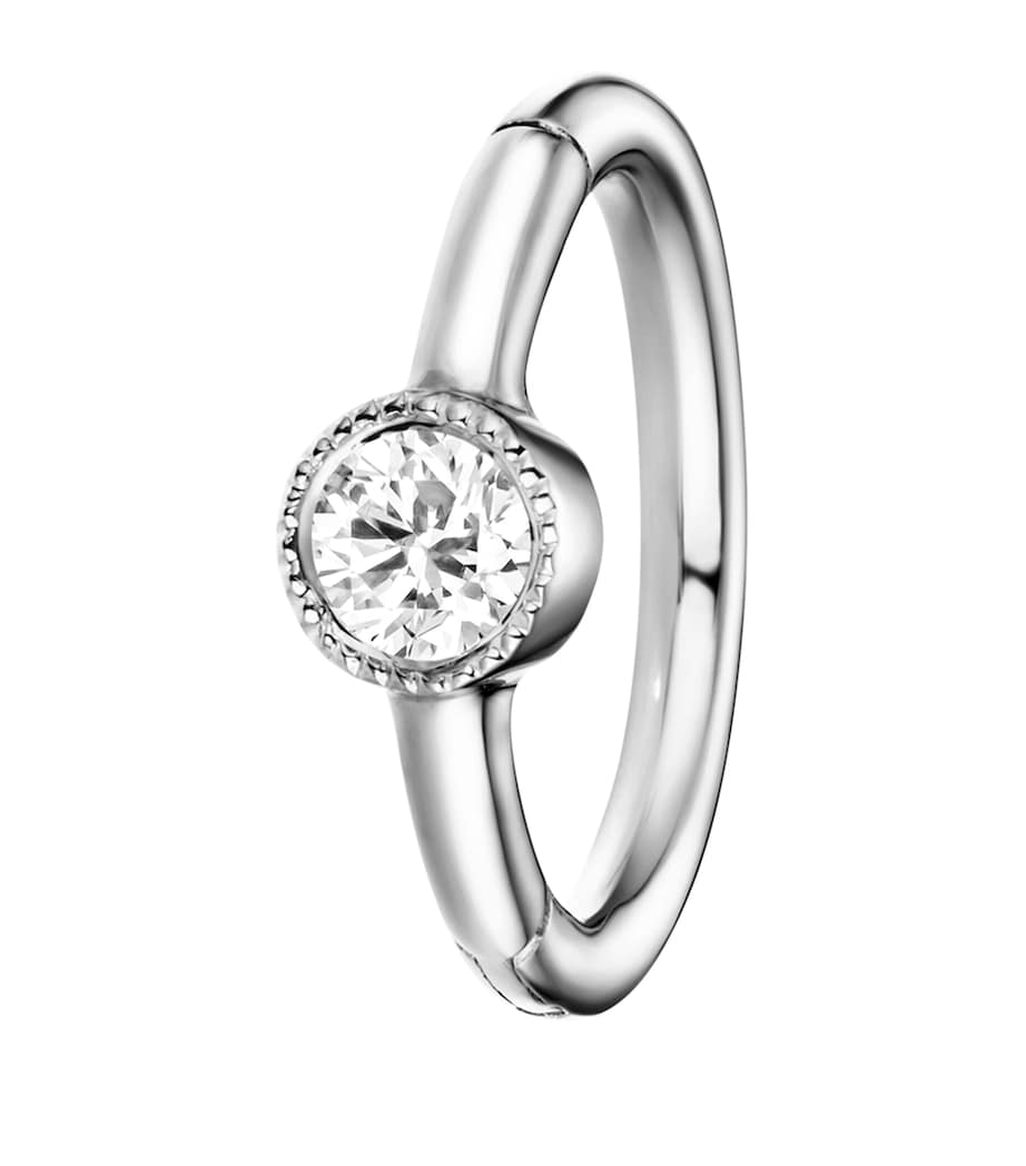 Maria Tash White Gold and White Diamond Single Hoop Earring (6.5mm)