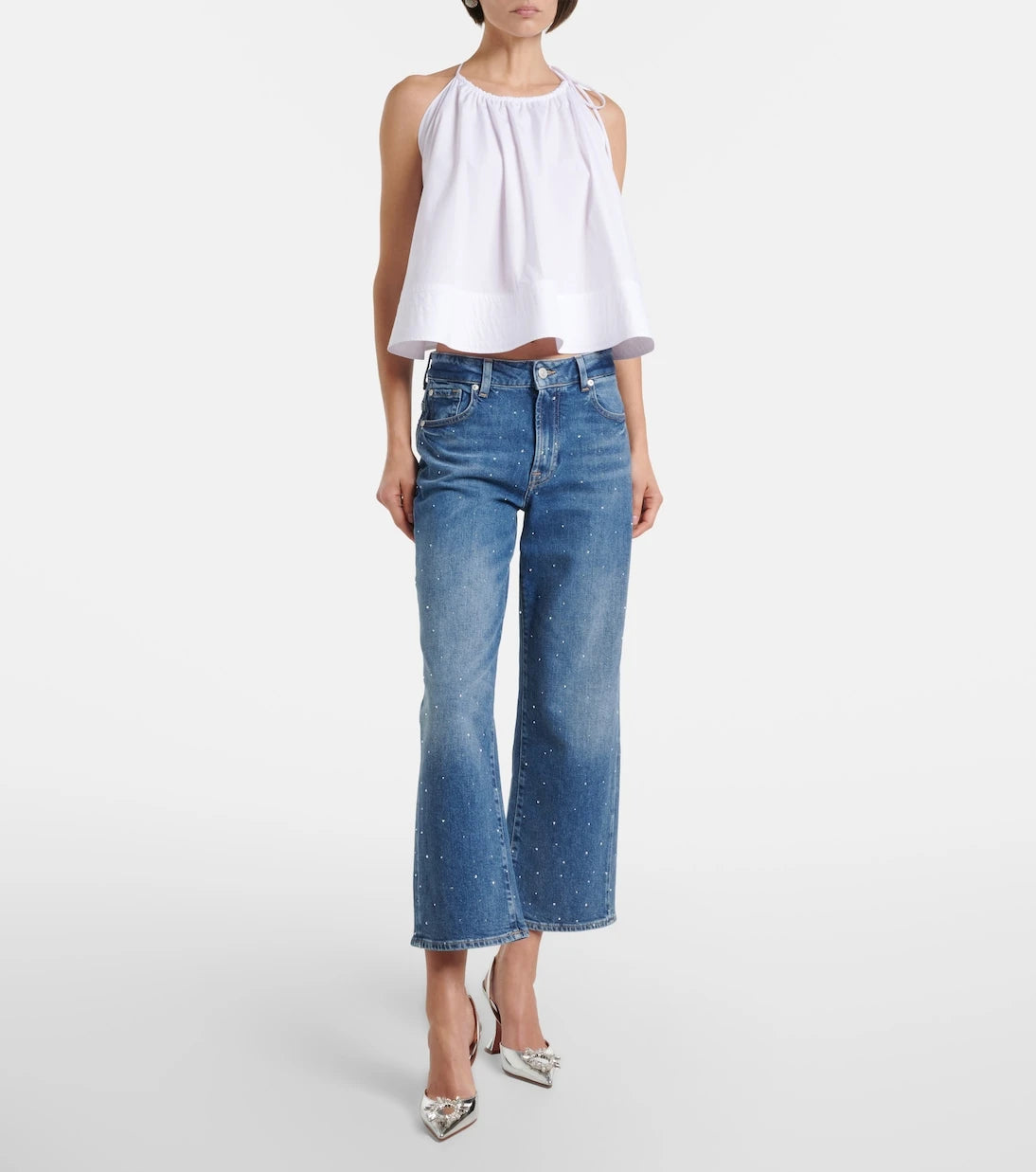 7 For All Mankind - Stovepipe embellished straight jeans
