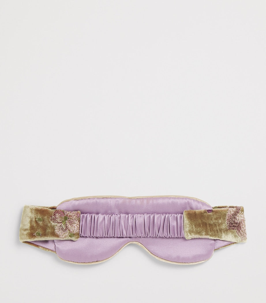 Brown Velvet Embroidered Floral Eye Mask