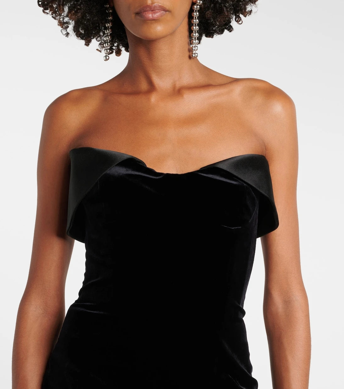 Mugler - Satin-trimmed velvet minidress