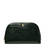 Large Leather Croc-Embossed Cosmetic Case