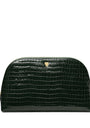 Large Leather Croc-Embossed Cosmetic Case