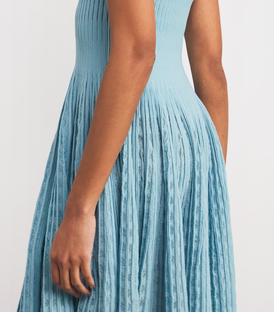 VALENTI Blue Textured Knitted Mini Dress