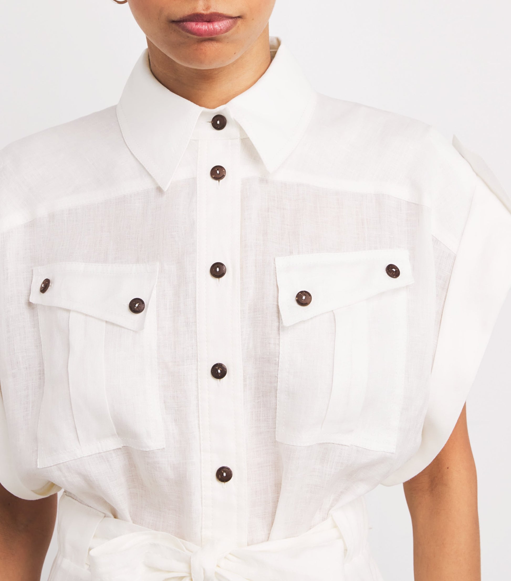 Linen Cuffed Rhiannon Playsuit IVO/IVORY